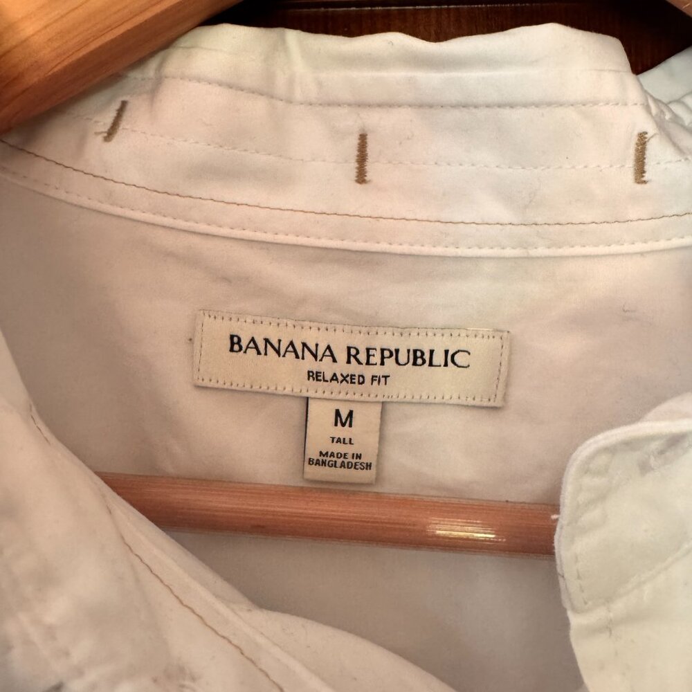 Banana Republic Relaxed Fit Washed Cotton Poplin Shirt. Ize Medium Tall.  NWT - Picture 7 of 7